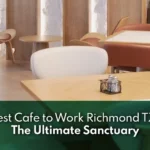 A cozy cafe in Richmond, TX with people working on laptops and enjoying coffee, representing the best cafe to work environment with strong Wi-Fi, warm ambiance, and a comfortable study-friendly atmosphere.