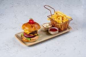 Cheese Burger with French Fries*