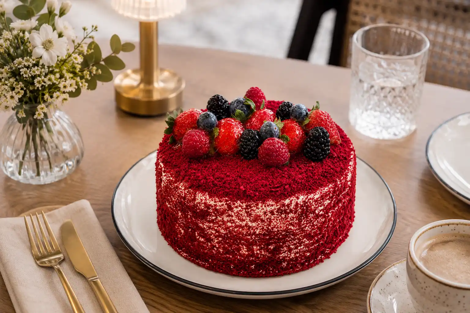 Red Velvet cake with Strawberries 6-8 serving