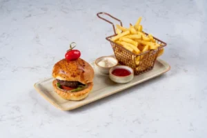 Vegetable Burger with French Fries
