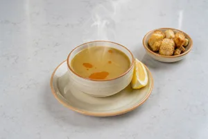 Lentil soup new recipe at Moda Cafe prepared with comforting Mediterranean flavors.
