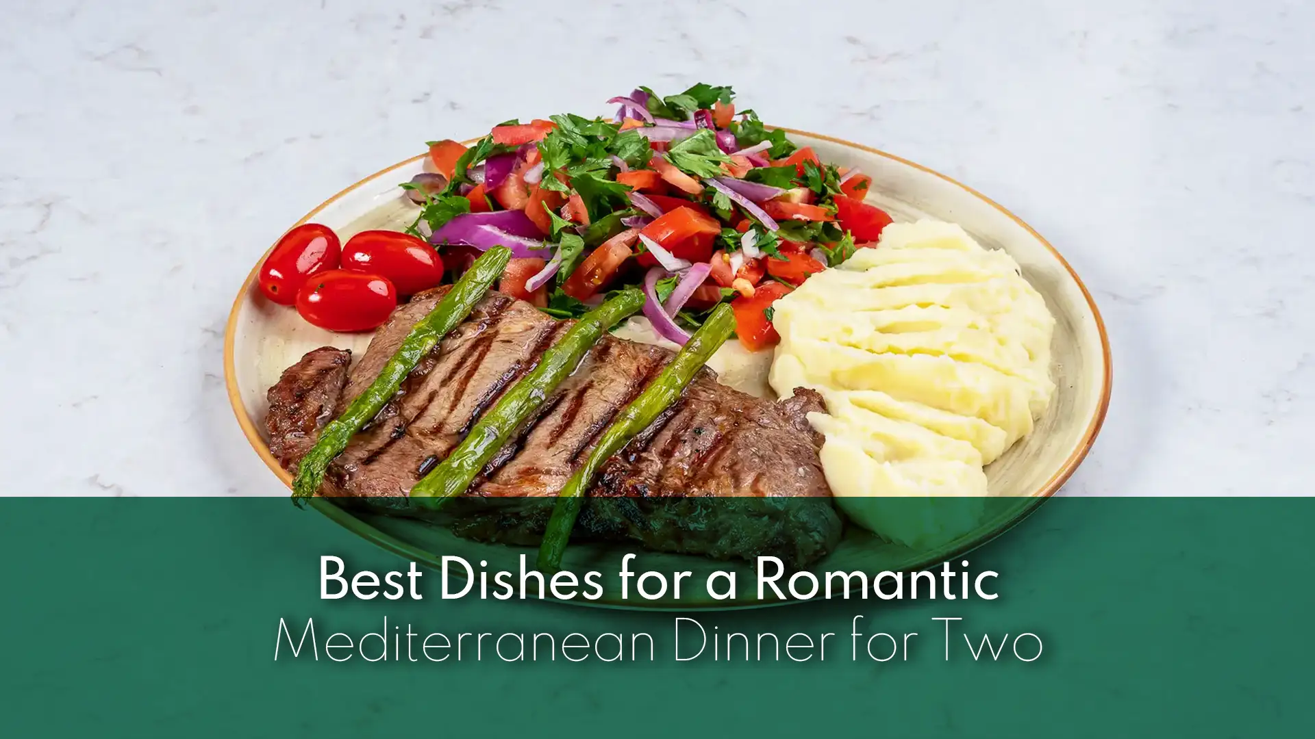 Romantic Mediterranean dinner featuring fresh cuisine and a cozy dining atmosphere.